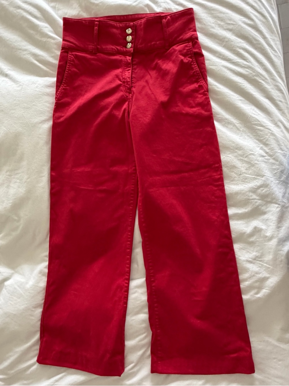 High-Rise Wide Leg Pants in Bright Red